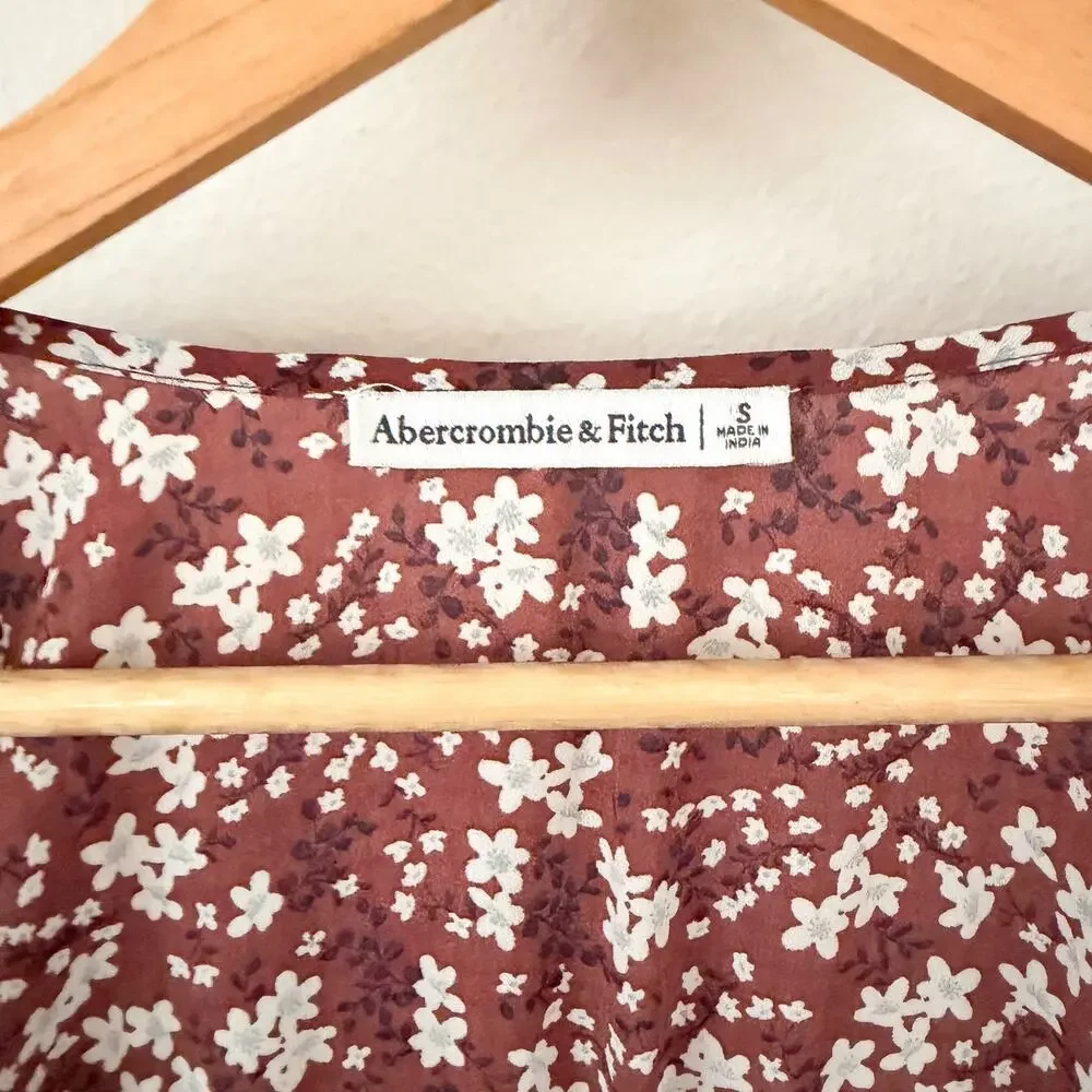 Abercrombie & Fitch Red Floral Sweetheart Corset Blouse Top Size Small
